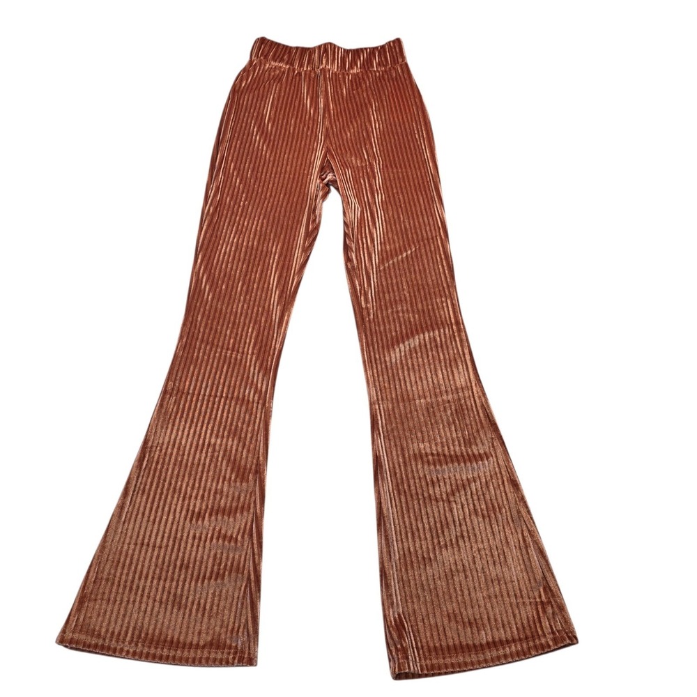 Rosa Clothing Rose Gold Shimmer Ribbed Flare Pants Size‎ Small Festival